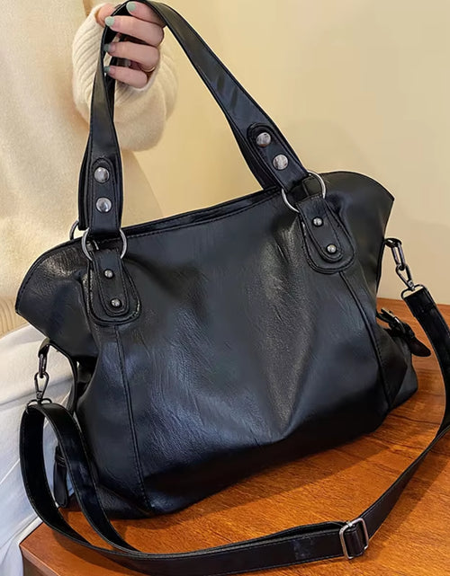 Load image into Gallery viewer, Big Black Shoulder Bags for Women Large Hobo Shopper Bag Solid Color Quality Soft Leather Crossbody Handbag Lady Travel Tote Bag
