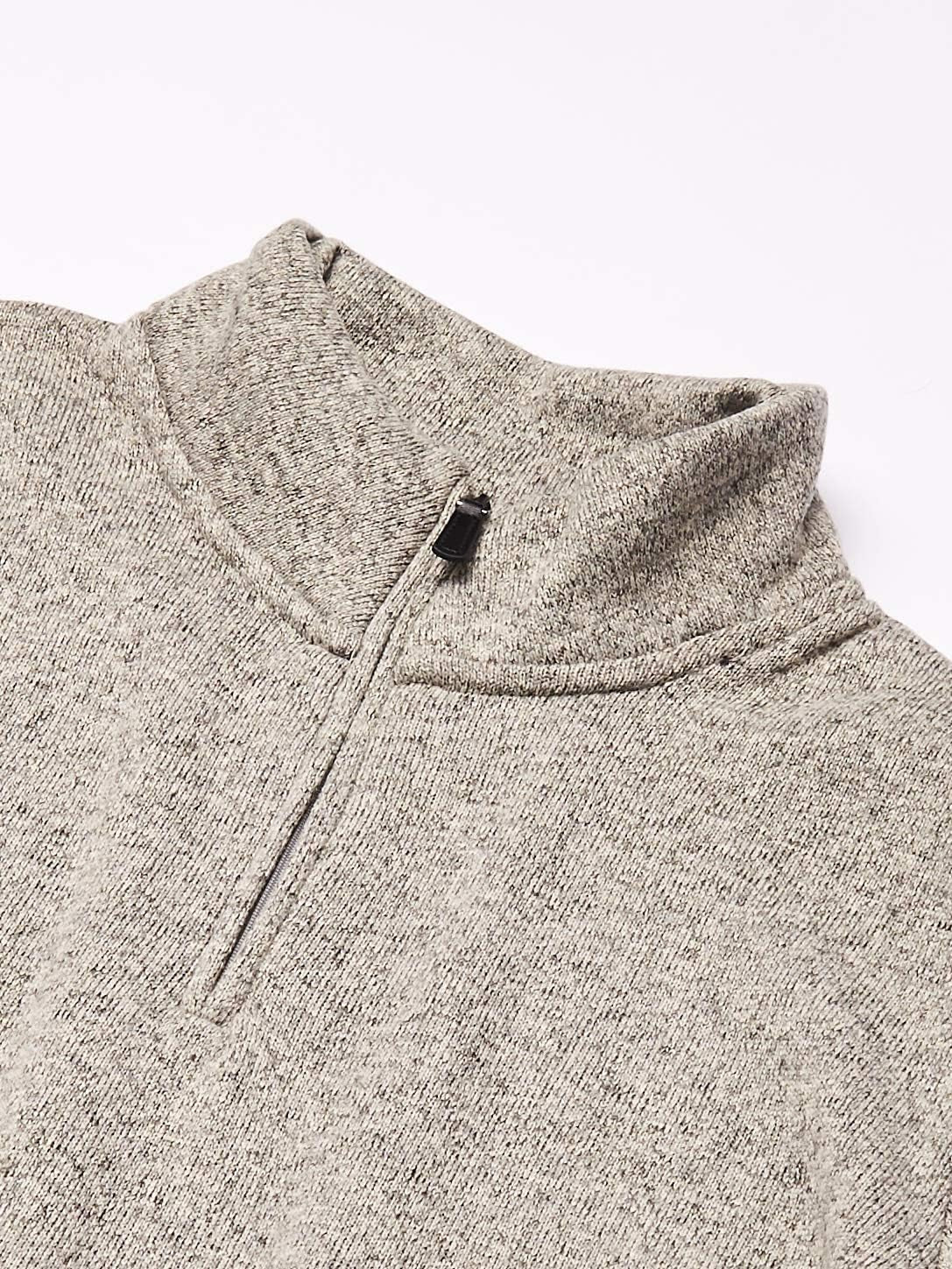 Men'S Long Sleeve Fleece Quarter-Zip Sweater