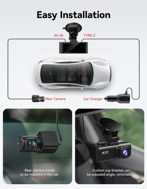 Load image into Gallery viewer, Dash Cam Front Rear, 4K/2.5K Full HD Dash Camera for Cars, Included 32GB Card, Built-In Wi-Fi GPS, 3.16” IPS Screen, Night Vision, 170°Wide Angle, WDR, 24H Parking Mode(F7Np)
