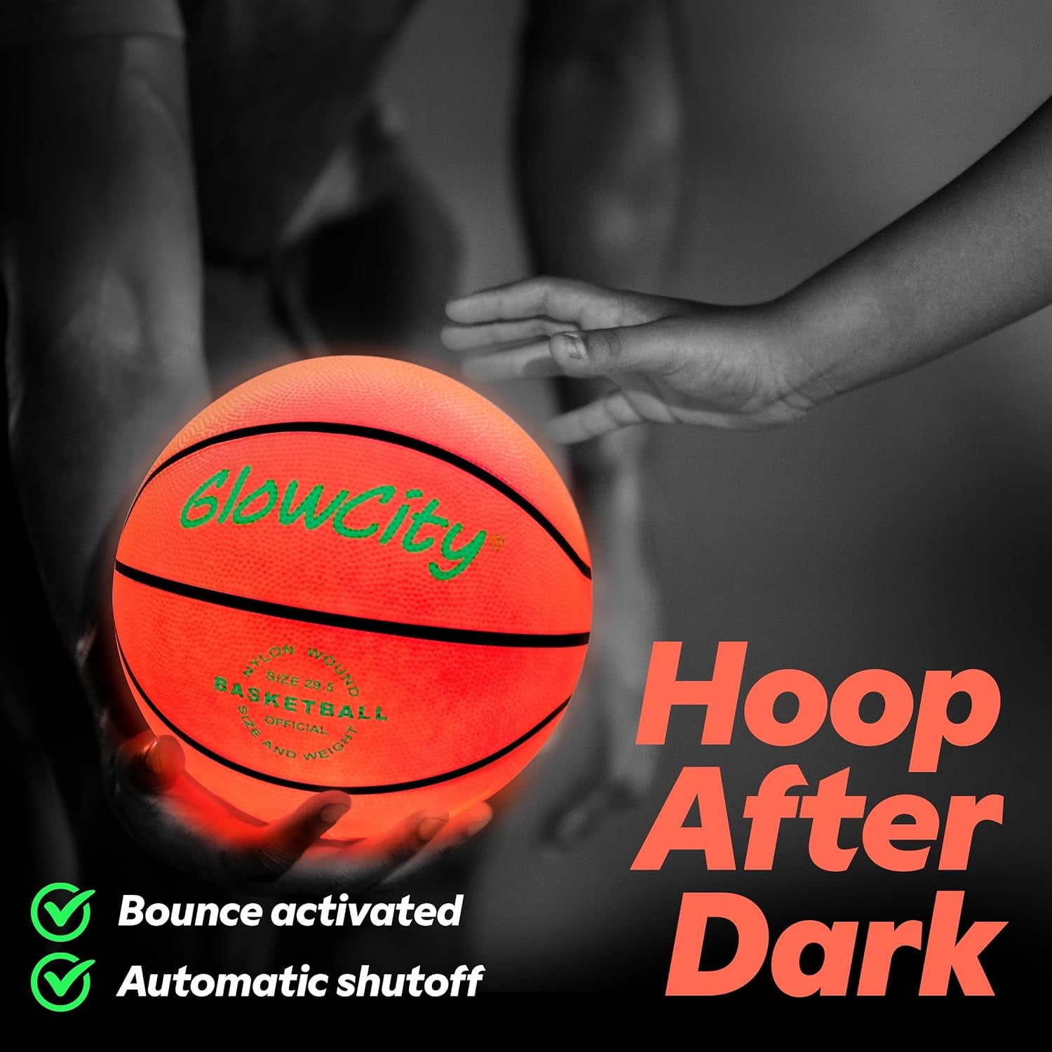 Glow in the Dark Basketball for Teen Boy - Glowing Red Basket Ball, Light up LED Toy for Night Ball Games - Sports Stuff & Gadgets for Kids Age 8 Years Old and Up. Great Gift for Boys & Girls