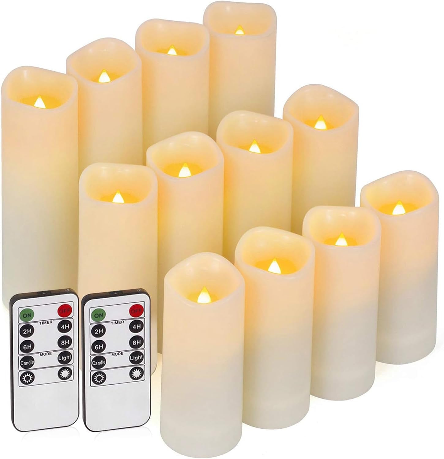 12 Pc LED Candles Flickering Flameless Candles with Remote & Timer for Romantic Ambiance, Home Decor Mood Lighting Cozy Fall Decor Battery Operated Candles, Outdoor Waterproof