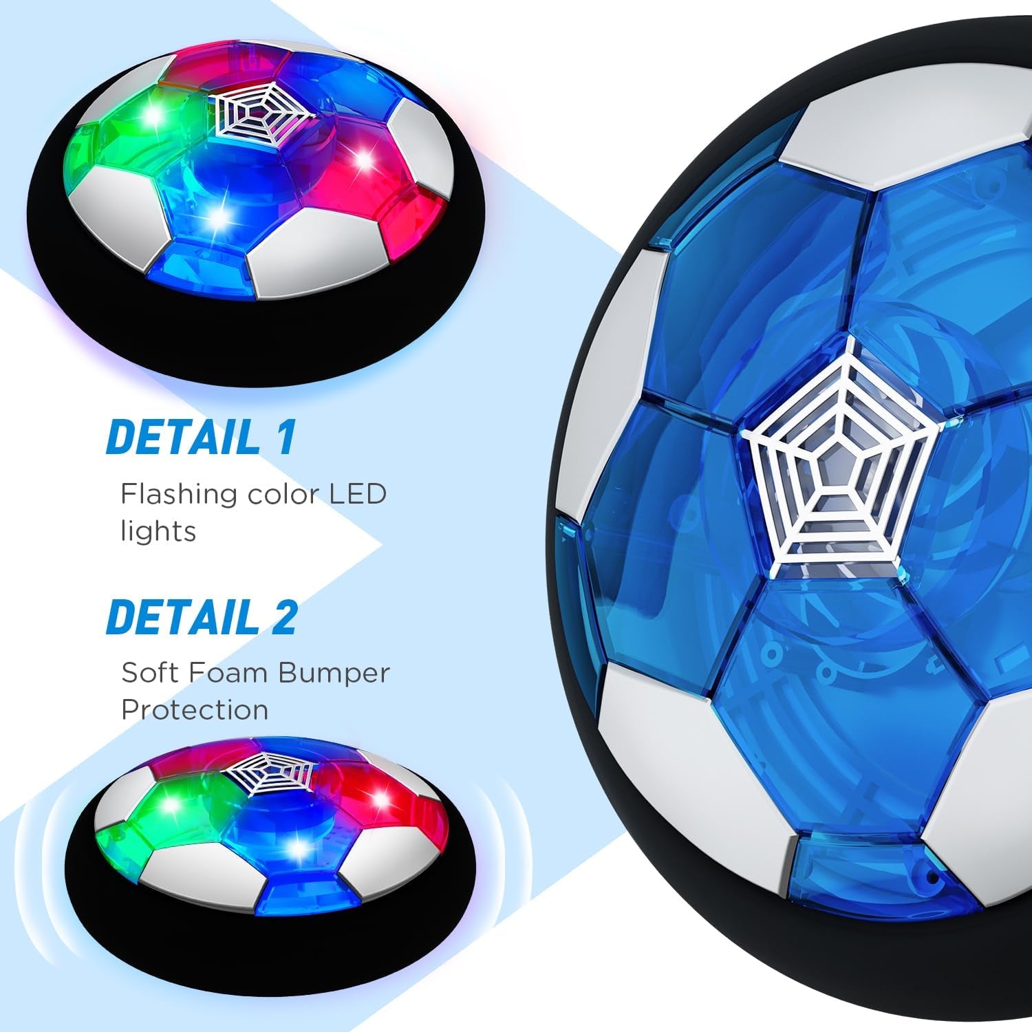 Kids Toys Hover Soccer Ball (Set of 2), Battery Operated Air Floating Soccer Ball with LED Light and Soft Foam Bumper for Indoor Outdoor Game, Gifts for Age 3 4 5 6 7 8-16 Year Old Boys Girls