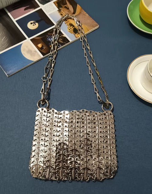 Load image into Gallery viewer, Luxury Designer Women&#39;S Bag Trend Hand Woven Hollow Metal Chain Tote Bag Clutch Female Bag Travel Holiday Shoulder Bag Handbag
