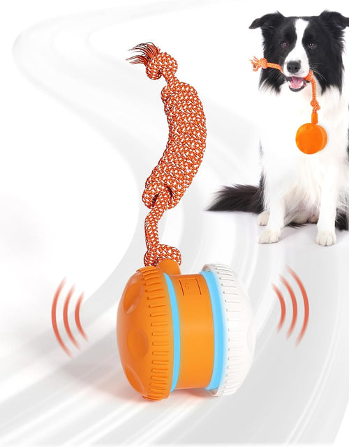 Load image into Gallery viewer, Interactive Dog Ball, Random Path Electric Automatic Moving and Rolling Dog Toy with Rope for Small Medium Large Dogs, Motion-Activated Dog Stimulation Toy for Boredom Relief (Orange-Red)
