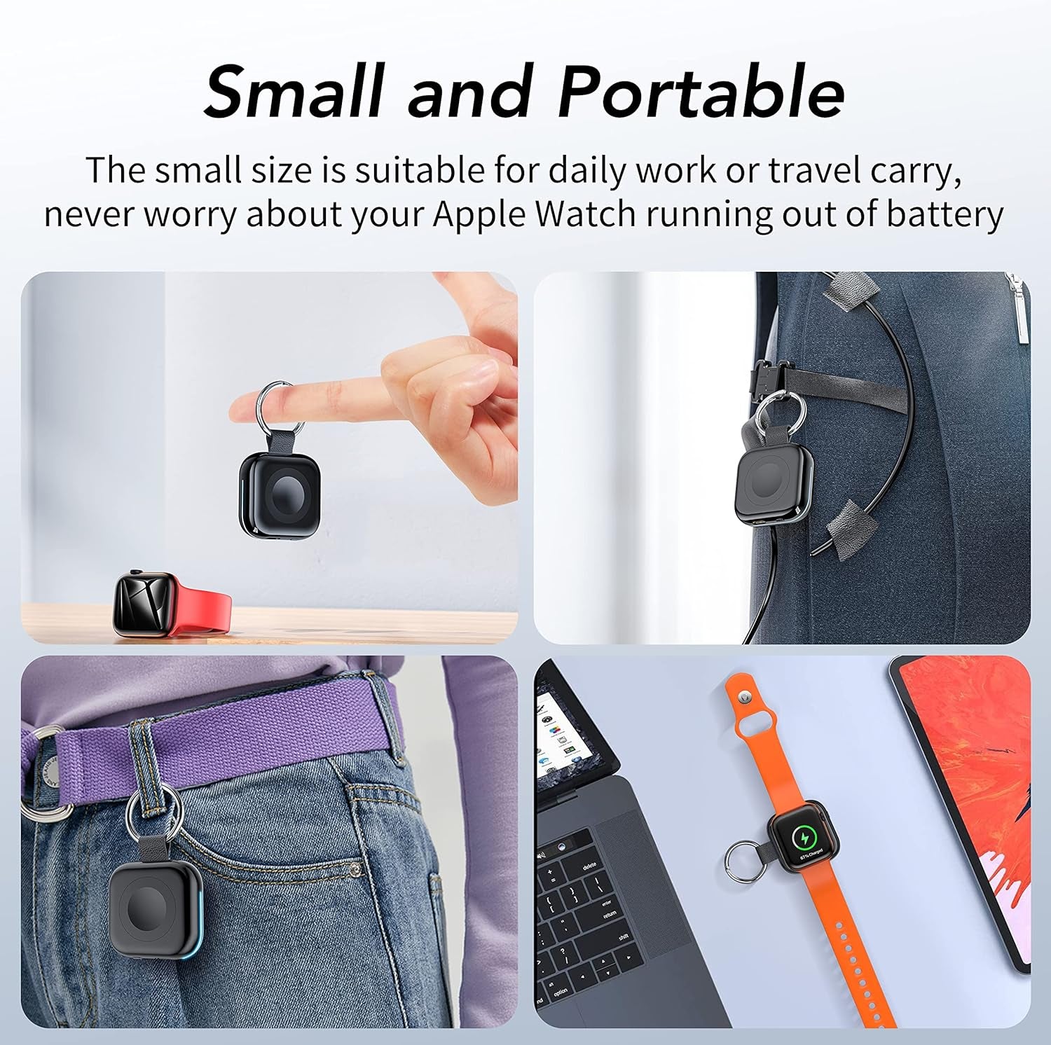 Portable Charger for Apple Watch,Wireless Magnetic Iwatch Charger 1200Mah Power Bank Travel Keychain Accessories Smart Watch Charger for Apple Watch Series 10/9/8/7/6/Se/5/4/3/2/1/Uitra/Uitra 2