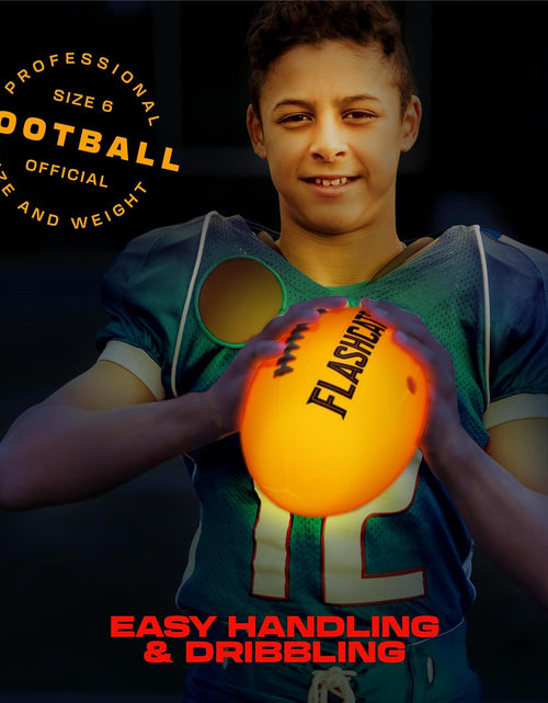 Load image into Gallery viewer, Light up Football - Glow in the Dark Ball - NO 6 - Outdoor Sports Birthday Gifts for Boys 8-15+ Year Old - Kids Teenage Youth Easter Gift Ideas Activity - Boy Toys Stuff Ages 8 9 10 11 12 13 14 15
