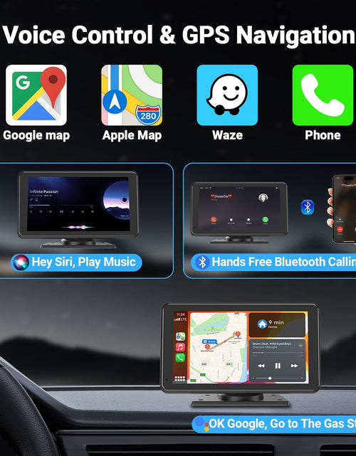 Load image into Gallery viewer, Apple Carplay Wireless Portable Touchscreen Car Stereo Bluetooth Voice Control 7&quot; Apple Car Play &amp; Android Auto Car Audio HD Screen with 1080P Backup Camera GPS Navigation/Mirror Link Fits All Cars
