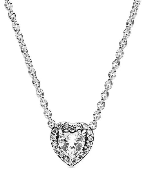 Load image into Gallery viewer, Classic 925 Sterling Silver Shiny round Hearts Square Pendant Necklace Fit Original Pandora Pendant DIY Couple Jewelry Gifts
