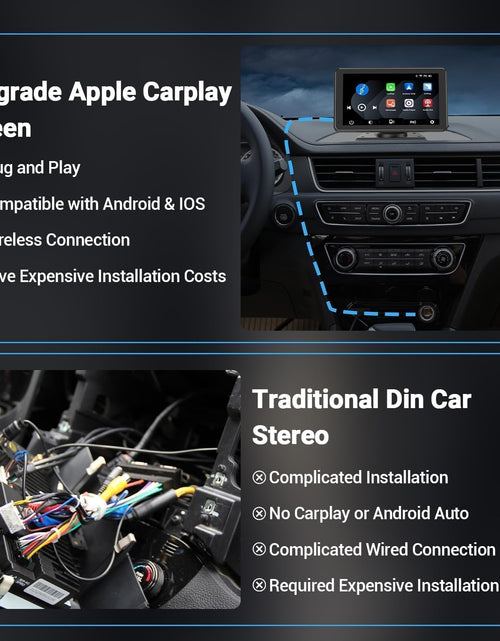 Load image into Gallery viewer, Wireless Car Stereo Compatable with Apple Carplay and Android Auto,7&quot; HD Portable Bluetooth Carplay Touch Screen for Car,With Backup Camera Car Play for All Cars Vehicle Overhead Video
