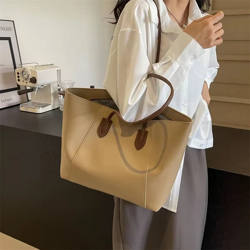 Hot Selling Light Luxury Sewing Thread Pu Zipper Women'S Handbag 2024 New Fashionable Women'S Commuting Shoulder Bag