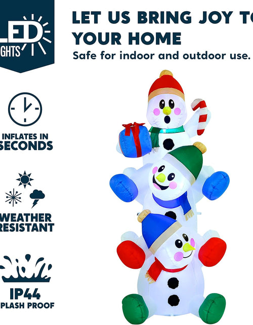 Load image into Gallery viewer, 6 FT Christmas Inflatable Stacked Snowman with Build-In Leds Blow up Inflatables for Xmas Party, Home Indoor Outdoor Yard Garden Lawn Winter Décor
