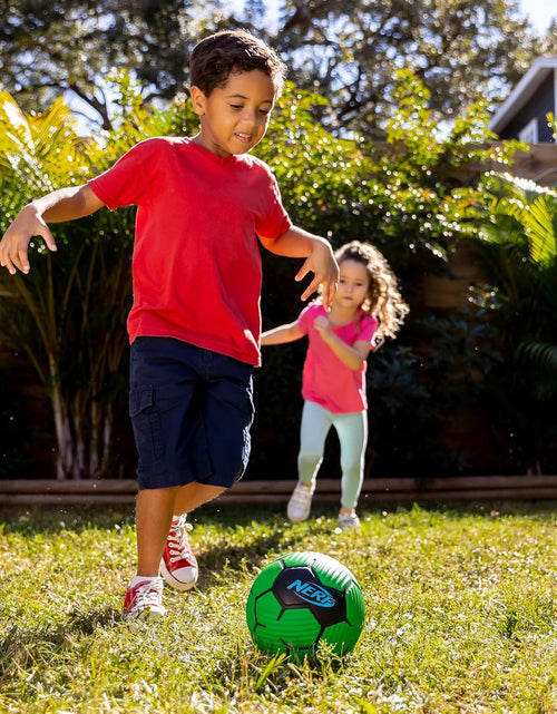 Load image into Gallery viewer, NERF Kids Foam Mini Soccer Ball - Proshot Youth Soccer Ball - 7&quot; Indoor + Outdoor Ball for Kids + Toddlers -Green/Blue
