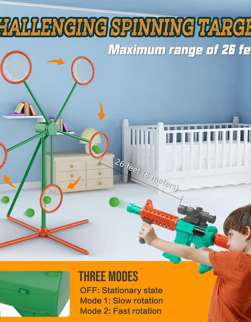 Load image into Gallery viewer, Shooting Games Toys for Age 5 6 7 8 9 10+ Year Old Boys, Kids Toy Sports &amp; Outdoor Game with Moving Shooting Target &amp; 2 Popper Air Toy Guns &amp; 24 Foam Balls, Gifts for Boys and Girls
