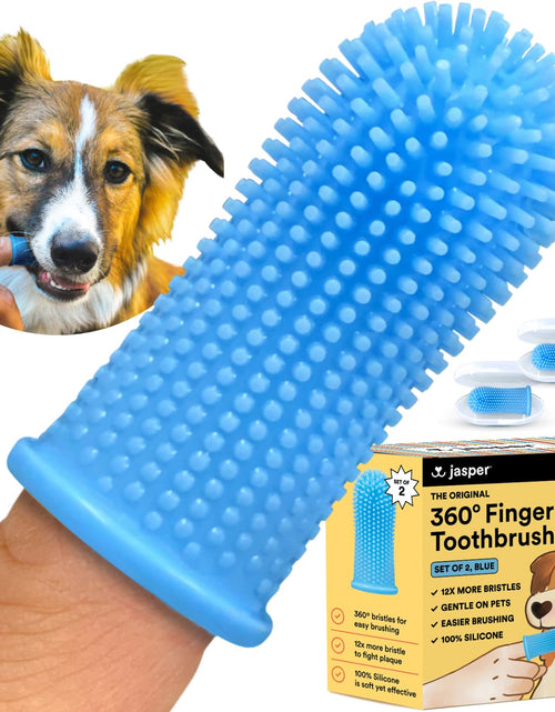 Load image into Gallery viewer, Dog Toothbrush, 360º Dog Tooth Brushing Kit, Cat Toothbrush, Dog Teeth Cleaning, Dog Finger Toothbrush, Dog Tooth Brush for Small &amp; Large Pets, Dog Toothpaste Not Included, 2-Pack Blue
