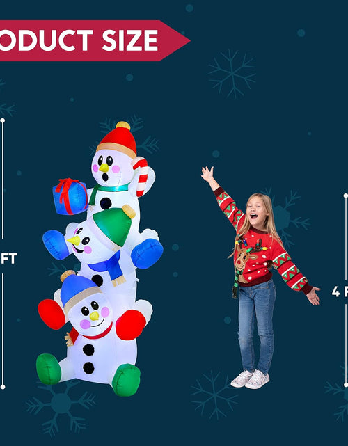 Load image into Gallery viewer, 6 FT Christmas Inflatable Stacked Snowman with Build-In Leds Blow up Inflatables for Xmas Party, Home Indoor Outdoor Yard Garden Lawn Winter Décor
