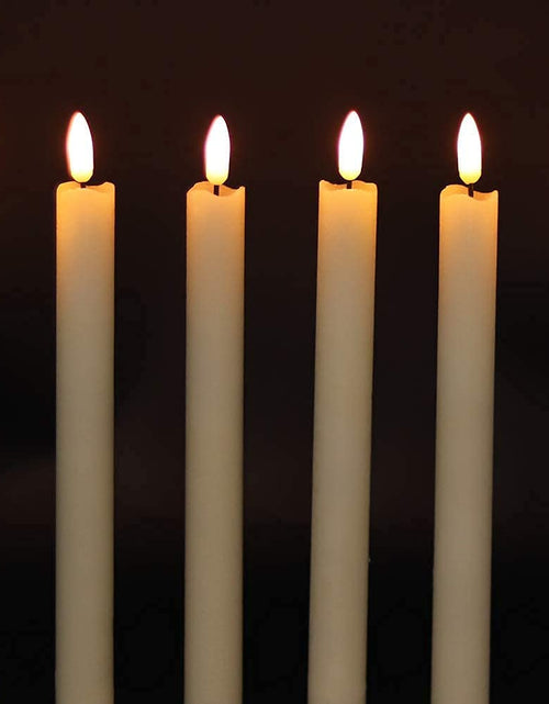 Load image into Gallery viewer, Flameless Ivory Taper Candles Flickering with 10-Key Remote, Battery Operated Led Warm 3D Wick Light Window Candles Real Wax Pack of 6, Christmas Home Wedding Decor(0.78 X 9.64 Inch)
