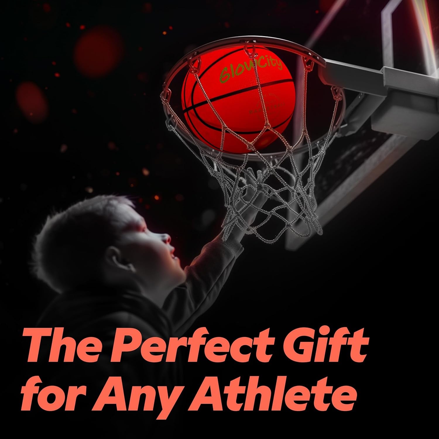 Glow in the Dark Basketball for Teen Boy - Glowing Red Basket Ball, Light up LED Toy for Night Ball Games - Sports Stuff & Gadgets for Kids Age 8 Years Old and Up. Great Gift for Boys & Girls