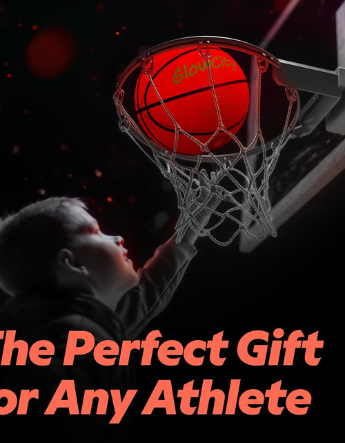 Load image into Gallery viewer, Glow in the Dark Basketball for Teen Boy - Glowing Red Basket Ball, Light up LED Toy for Night Ball Games - Sports Stuff &amp; Gadgets for Kids Age 8 Years Old and Up. Great Gift for Boys &amp; Girls
