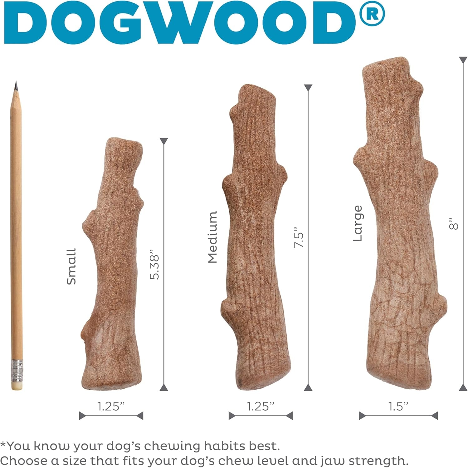 Petstages Dogwood Wood Durable Dog Chew Toys, Real Wood & Calming Hemp, 2-Pack, Medium