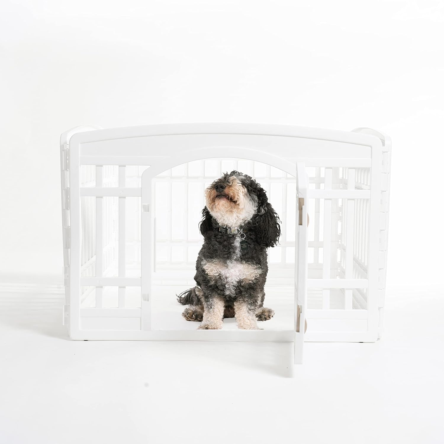 USA 24" Exercise 4-Panel Pet Playpen with Door, Dog Playpen, Puppy Playpen, for Puppies and Small Dogs, Keep Pets Secure, Easy Assemble, Fold It Down, Easy Storing, Customizable, White