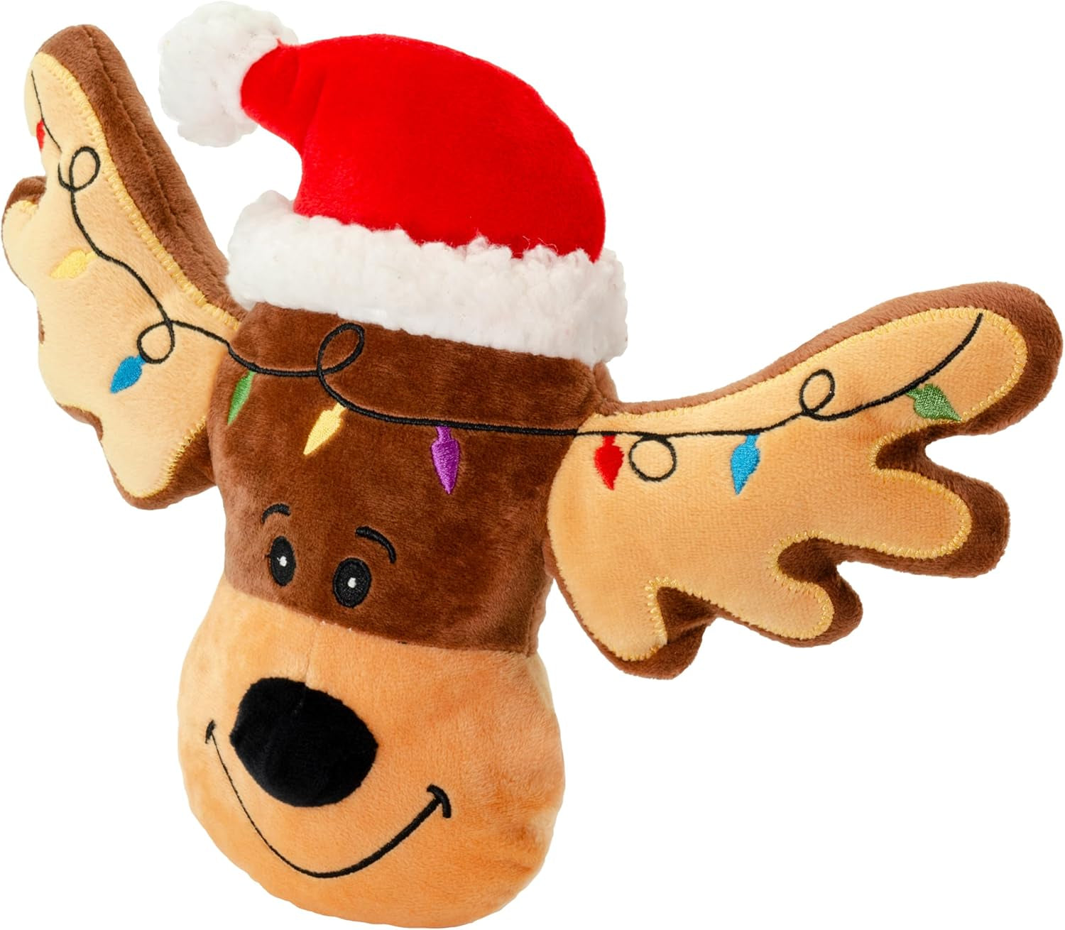 Holiday Plush Pet Toy Fun for Christmas Designs with Squeaker Dog Chew Toy (9" Reindeer Cookie)