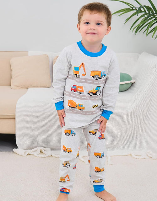 Load image into Gallery viewer, Boys Pajamas 100% Cotton Truck Pjs Toddler 2 Piece Sleepwear Kids Winter Clothes Set 3T-10T
