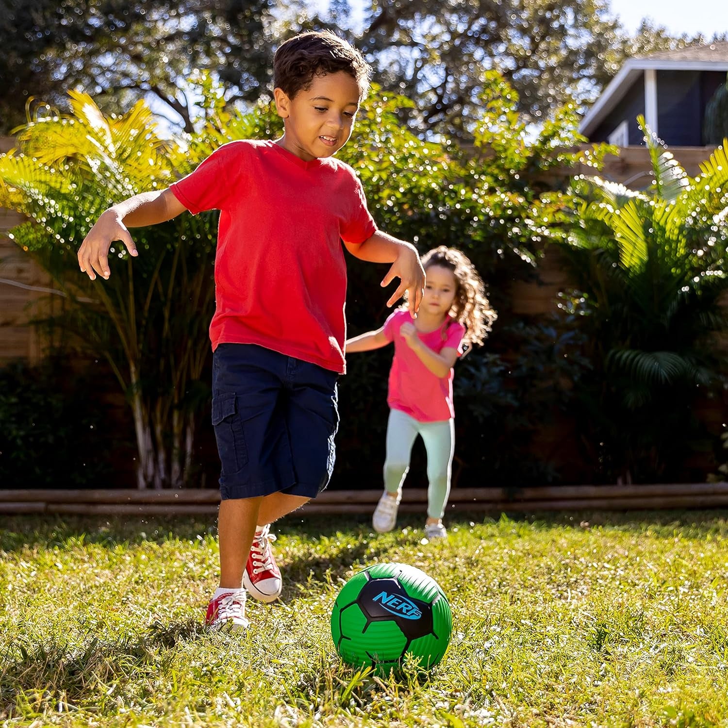 NERF Kids Foam Mini Soccer Ball - Proshot Youth Soccer Ball - 7" Indoor + Outdoor Ball for Kids + Toddlers -Green/Blue