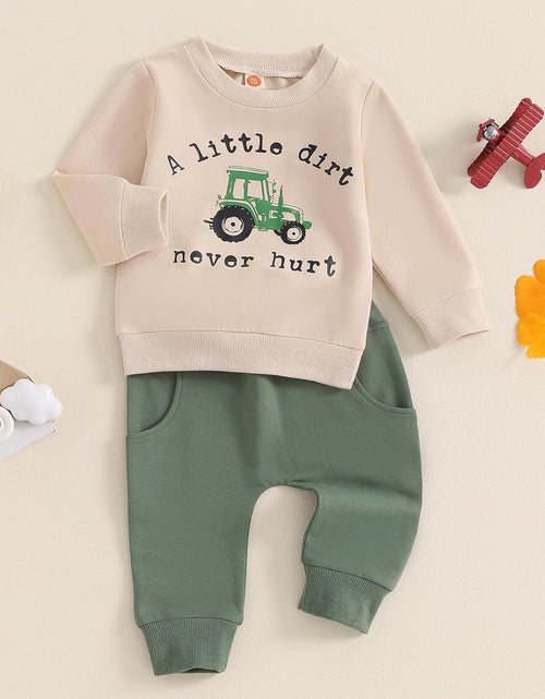 Load image into Gallery viewer, Toddler Baby Boy Clothes Crewneck Sweatshirt Long Sleeve Letter Print Shirt with Pants Cute Fall Winter Outfits
