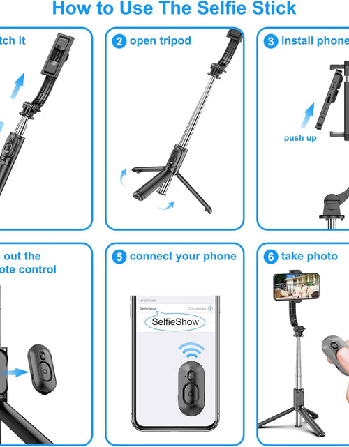 Load image into Gallery viewer, Selfie Stick, Extendable Selfie Stick Tripod with Wireless Remote and Tripod Stand, Portable, Lightweight, Compatible with Iphone 15 14 13 12 Pro Xs Max X 8Plus, Samsung Smartphone and More
