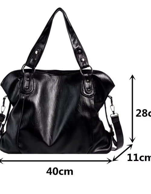 Load image into Gallery viewer, Big Black Shoulder Bags for Women Large Hobo Shopper Bag Solid Color Quality Soft Leather Crossbody Handbag Lady Travel Tote Bag
