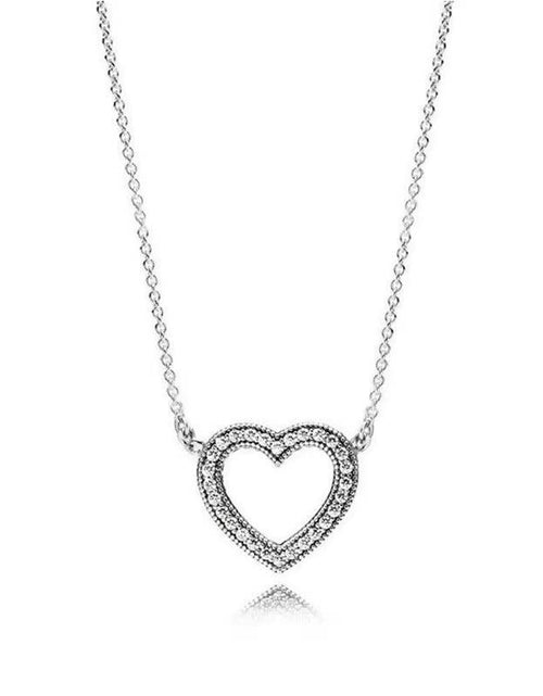 Load image into Gallery viewer, Classic 925 Sterling Silver Shiny round Hearts Square Pendant Necklace Fit Original Pandora Pendant DIY Couple Jewelry Gifts
