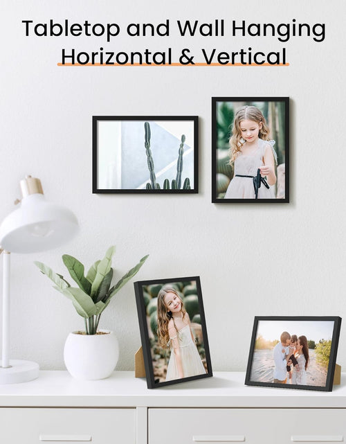 Load image into Gallery viewer, 5X7 Picture Frame Set of 3, Made of High Definition Glass for 5 X 7 Black Frames, Wall and Tabletop Display Thin Border Photo Frame for Home Décor
