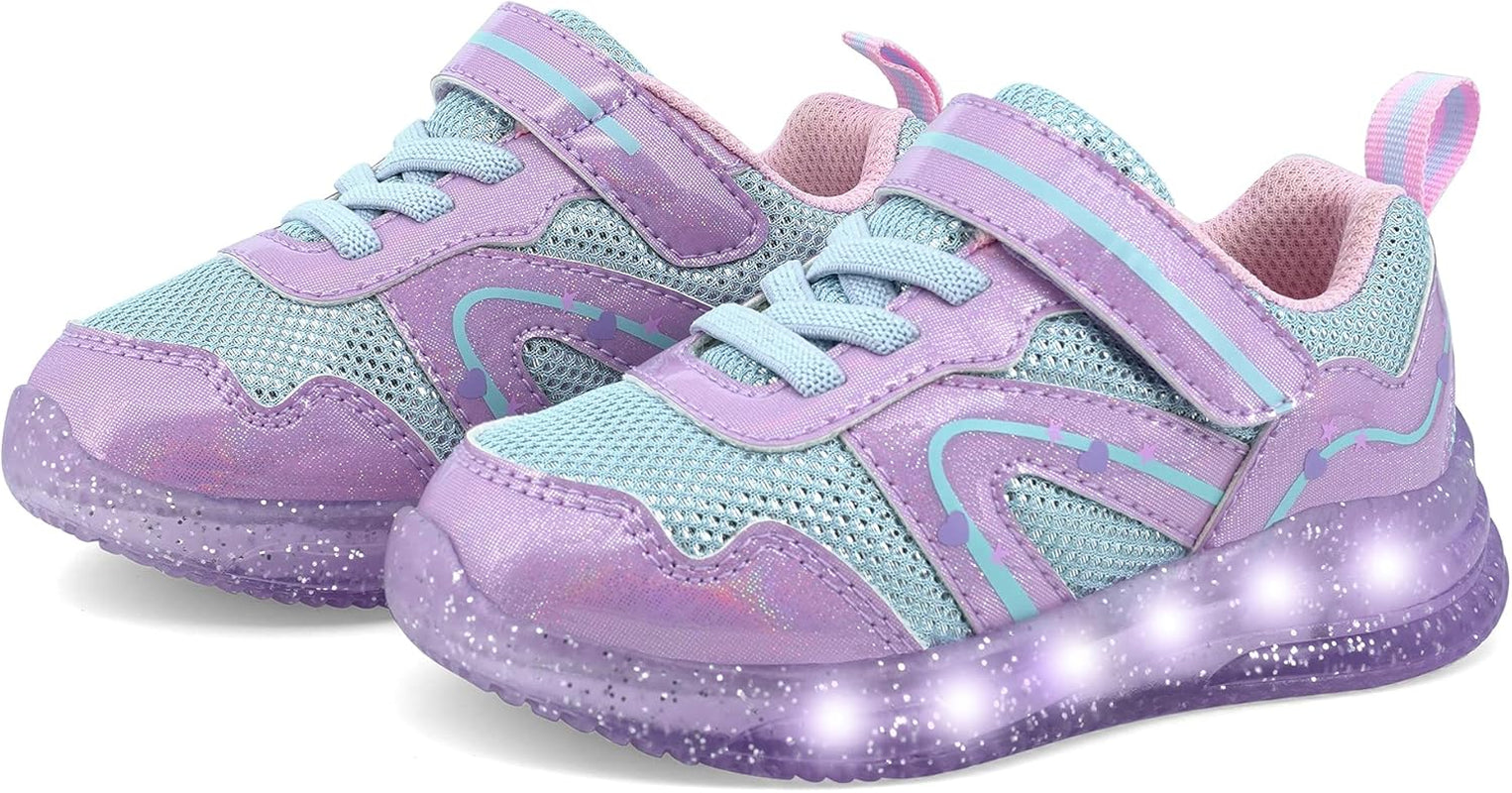 Toddler Boys Girls Light up Shoes LED Flashing Lightweight Mesh Breathable Adorable Running Sneakers for Toddler and Little Kid