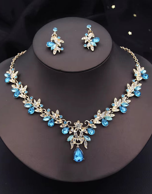 Load image into Gallery viewer, Elegant Fashion Necklace Sets for Women Dangle Earrings Princess Collar Two Piece Set Bride Jewelry Bridal Wedding Accessories
