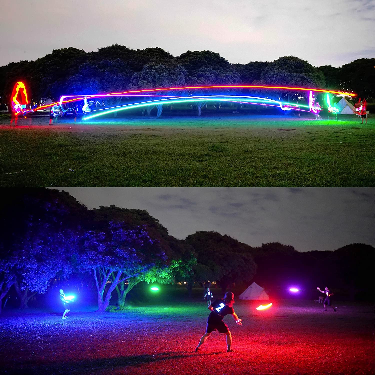 Flying Disc - 16 Million Color RGB or 36 Leds, Extremely Bright, Smart Modes, Auto Light Up, Rechargeable, Cool Fun Christmas, Birthday & Camping Gift for Men/Boys/Teens/Kids, 175G Frisbee