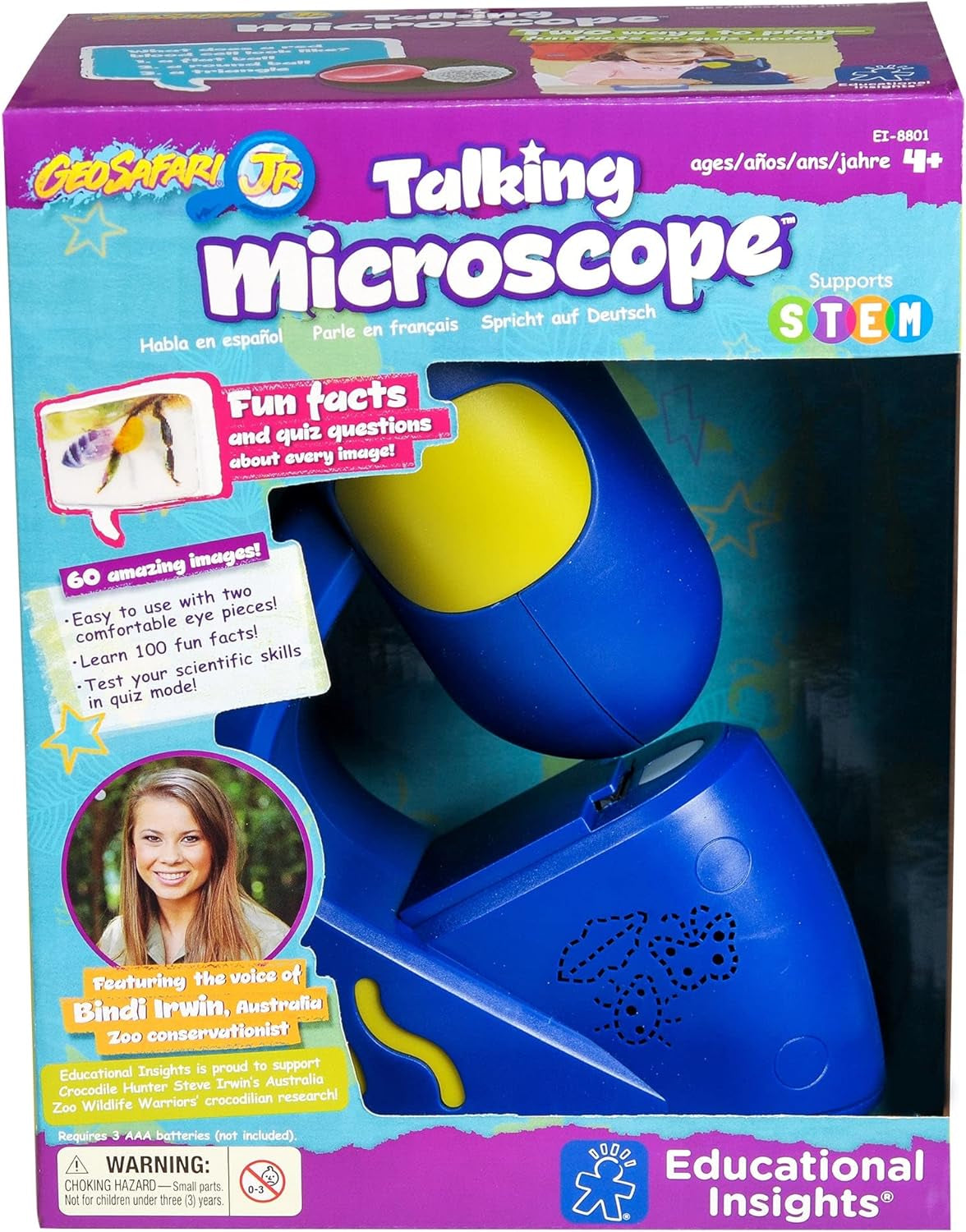 Geosafari Jr. Talking Microscope Featuring Bindi Irwin: Microscope for Kids, STEM & Science Toy, Interactive Learning, Ages 3+