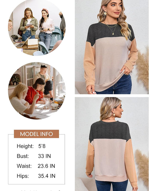 Load image into Gallery viewer, Womens Fashion 2024 Color Block Long Sleeve Crewneck Knitted Casual Loose Pullover Shirts Tops
