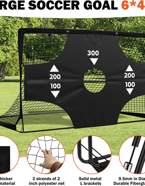 Load image into Gallery viewer, Portable Pop up Soccer Goal - 6X4Ft Backyard Training Equipment with Soccer Ball, Scoring Target Cloth, and Cones - Fun Outdoor Game for Kids and Teens
