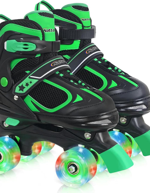 Load image into Gallery viewer, Kids Roller Skates for Boys Girls Kids, 4 Sizes Adjustable Quad Skates with All Light up Wheels - Birthday Gift for Indoor Outdoor Sports
