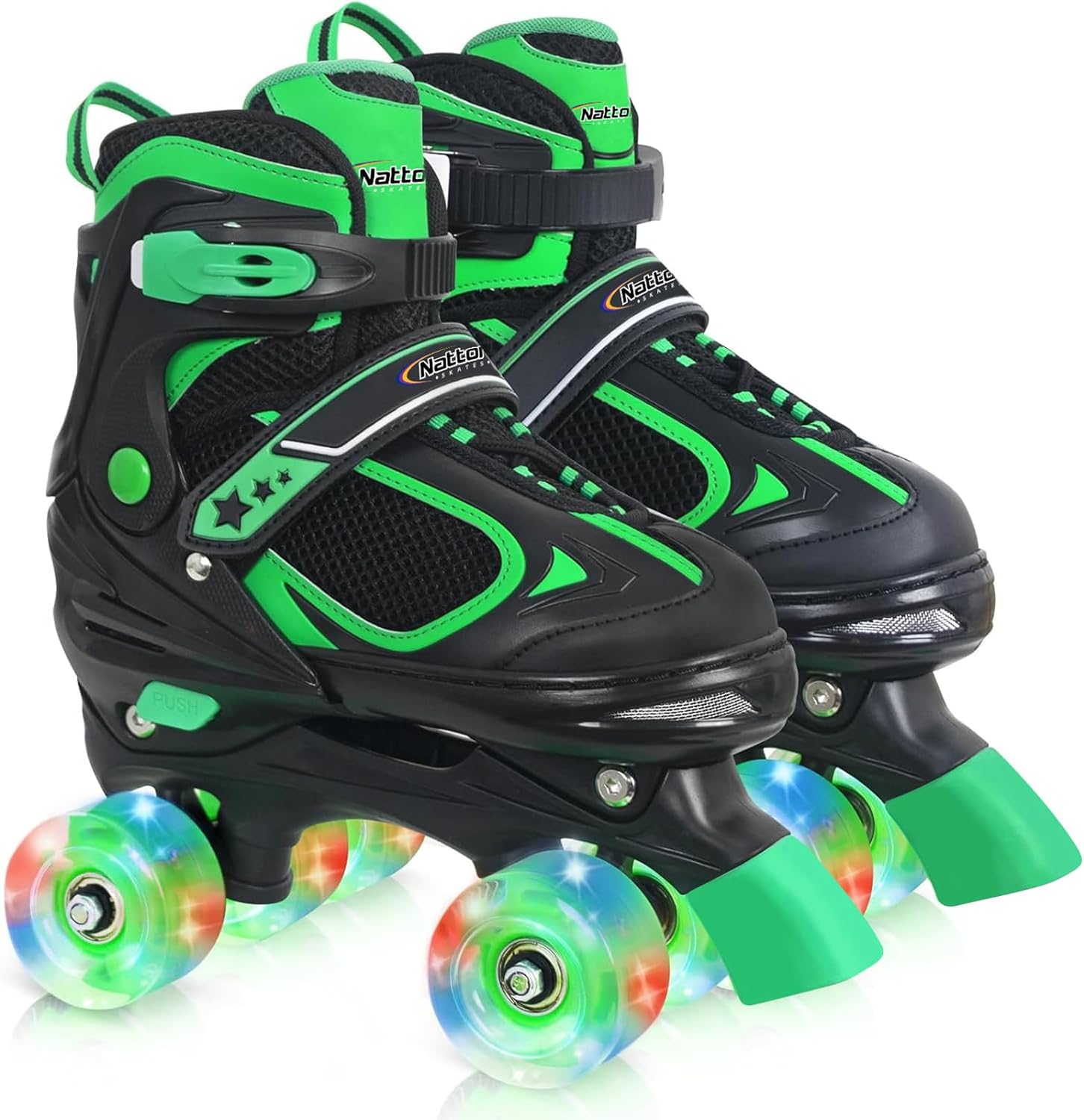 Kids Roller Skates for Boys Girls Kids, 4 Sizes Adjustable Quad Skates with All Light up Wheels - Birthday Gift for Indoor Outdoor Sports