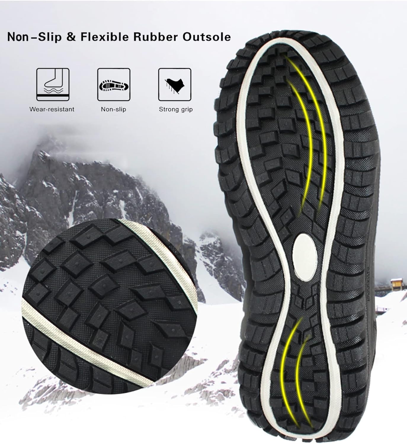 Men'S Winter Snow Boots Outdoor Warm Mid Calf Waterproof Durable Boot Non-Slip Warm Climbing Shoes