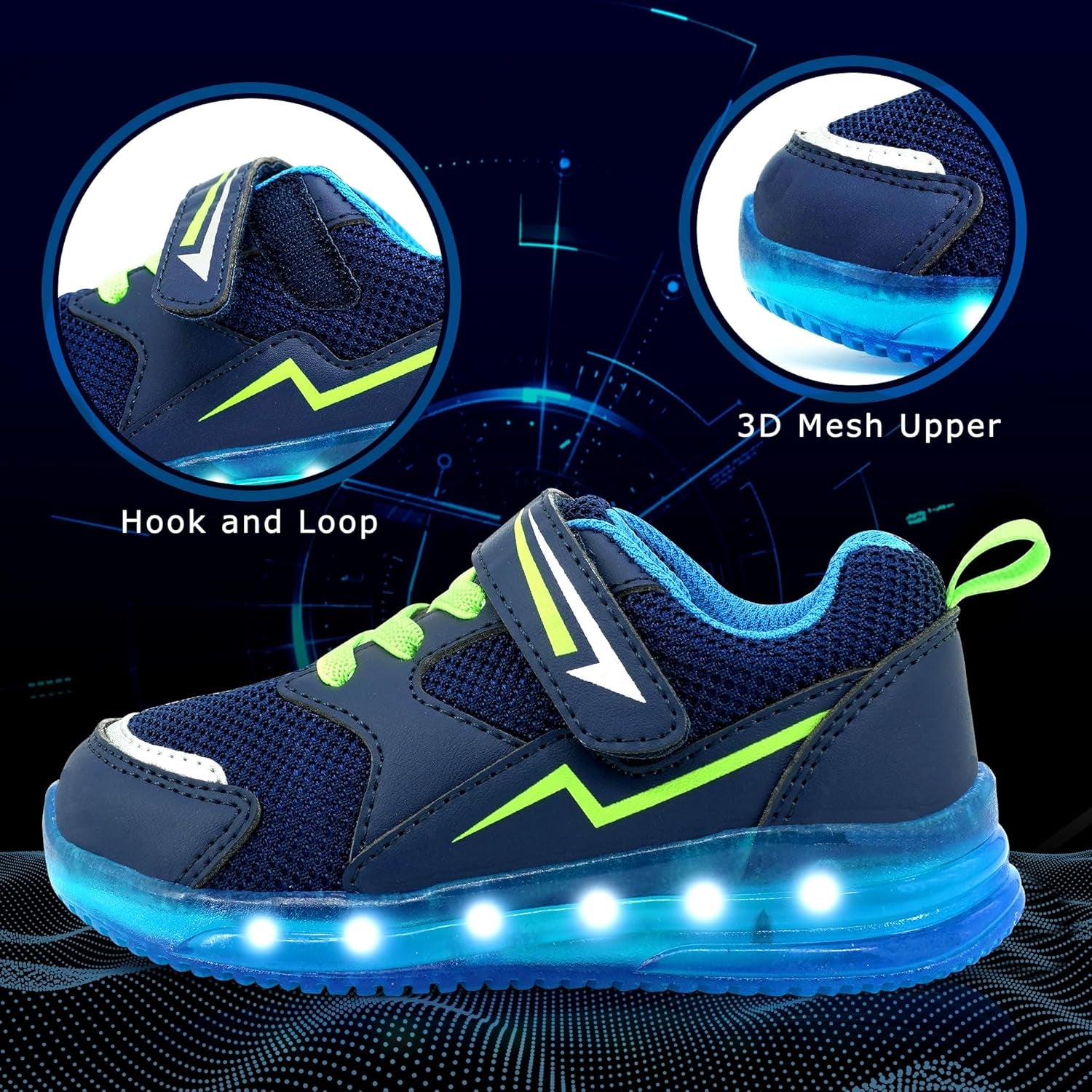 Light up Shoes for Boys Girls Toddler LED Flashing Sneakers Breathable Sport Walking Shoes for Kids