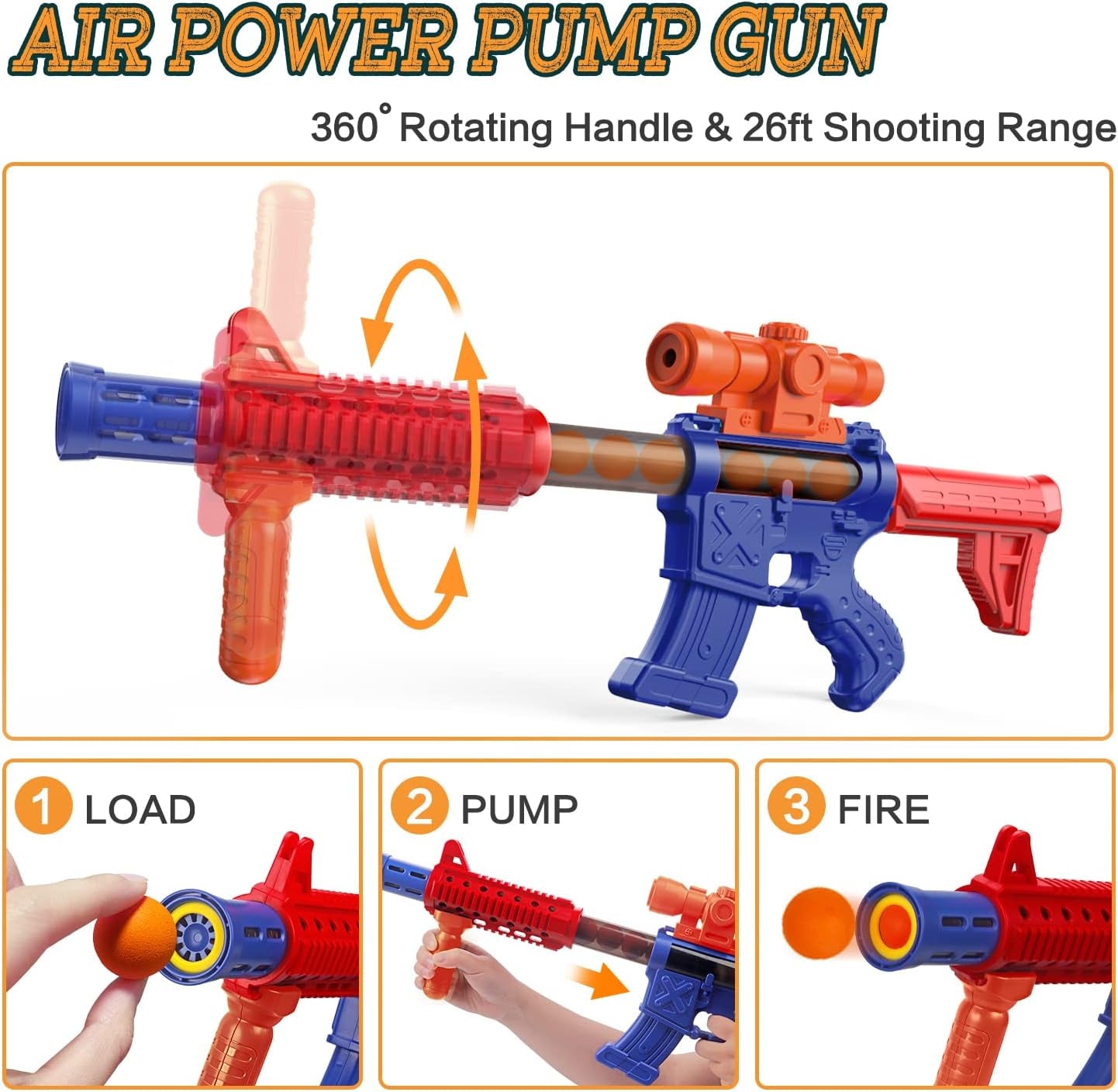 Shooting Games Toys for Age 5 6 7 8 9 10+ Year Old Boys, Kids Toy Sports & Outdoor Game with Moving Shooting Target & 2 Popper Air Toy Guns & 24 Foam Balls, Gifts for Boys and Girls