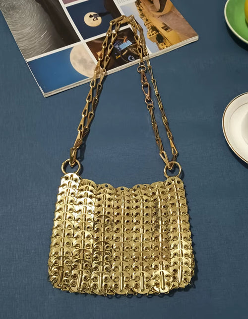 Load image into Gallery viewer, Luxury Designer Women&#39;S Bag Trend Hand Woven Hollow Metal Chain Tote Bag Clutch Female Bag Travel Holiday Shoulder Bag Handbag
