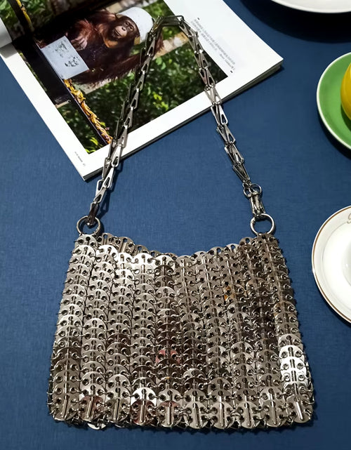 Load image into Gallery viewer, Luxury Designer Women&#39;S Bag Trend Hand Woven Hollow Metal Chain Tote Bag Clutch Female Bag Travel Holiday Shoulder Bag Handbag
