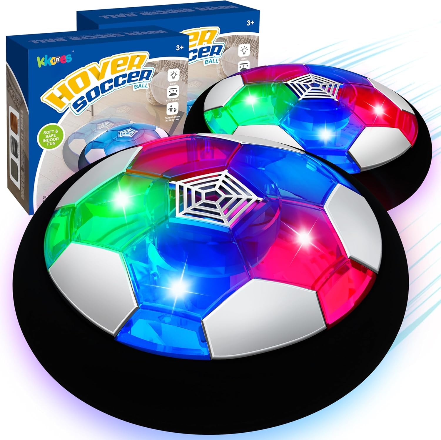 Kids Toys Hover Soccer Ball (Set of 2), Battery Operated Air Floating Soccer Ball with LED Light and Soft Foam Bumper for Indoor Outdoor Game, Gifts for Age 3 4 5 6 7 8-16 Year Old Boys Girls