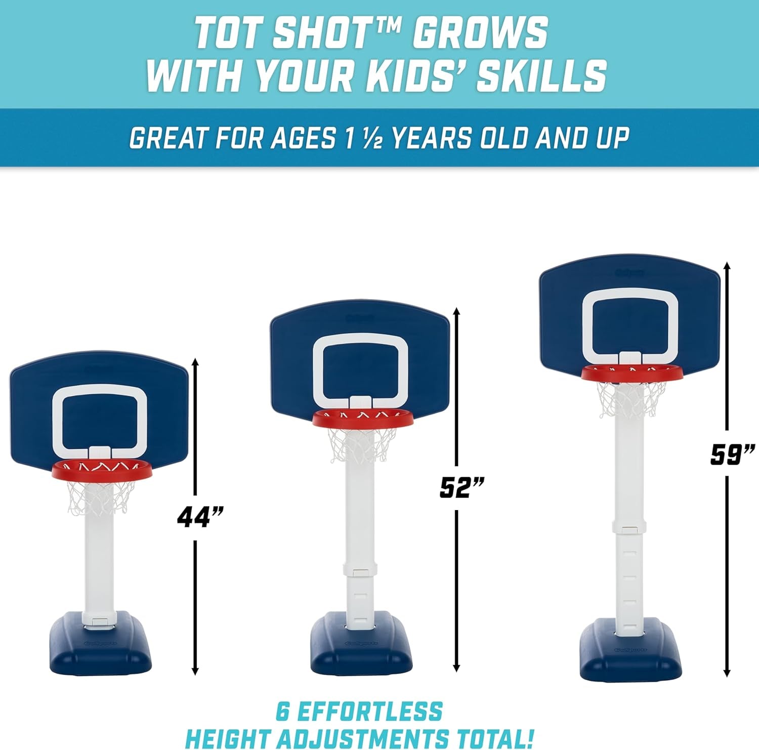 Tot Shot Toddler Basketball Set - Kids Indoor & Outdoor Toy Hoop with Adjustable Height