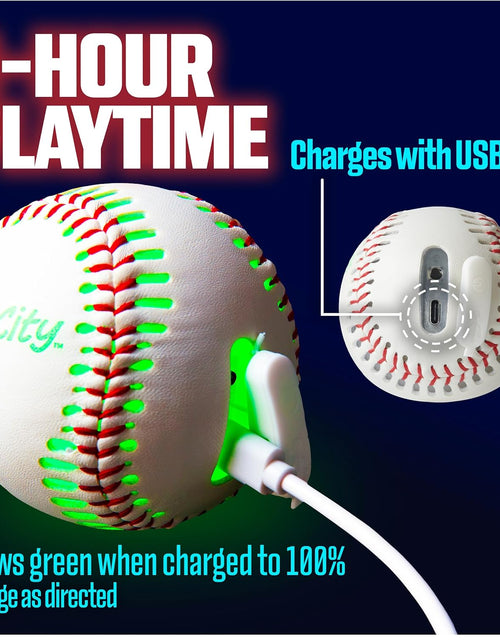 Load image into Gallery viewer, Premium Leather LED Rechargeable Light-Up Baseball - Illuminate the Game - Nighttime Fun and Play - Sports Stuff &amp; Gadgets for Kids Age 8 Years Old and up - Catch Only
