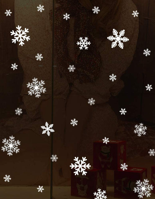 Load image into Gallery viewer, 135Pcs Christmas Window Clings Snowflakes Window Decals Static Window Stickers for Christmas Decorations Window Décor Ornaments Xmas Party Supplies Thanksgiving Party Décor
