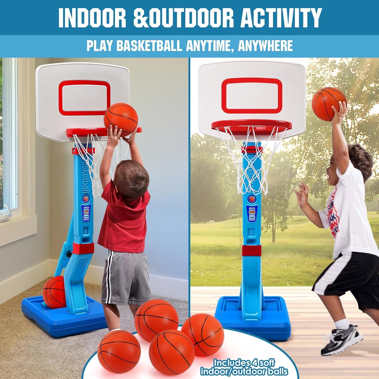 Toddler Basketball Hoop Height Adjustable Kids Basketball Hoop for Indoor Outdoor Play Portable Basketball Goal Poolside Basketball Hoop for Swimming Pool Basketball Toy for Boys Girls